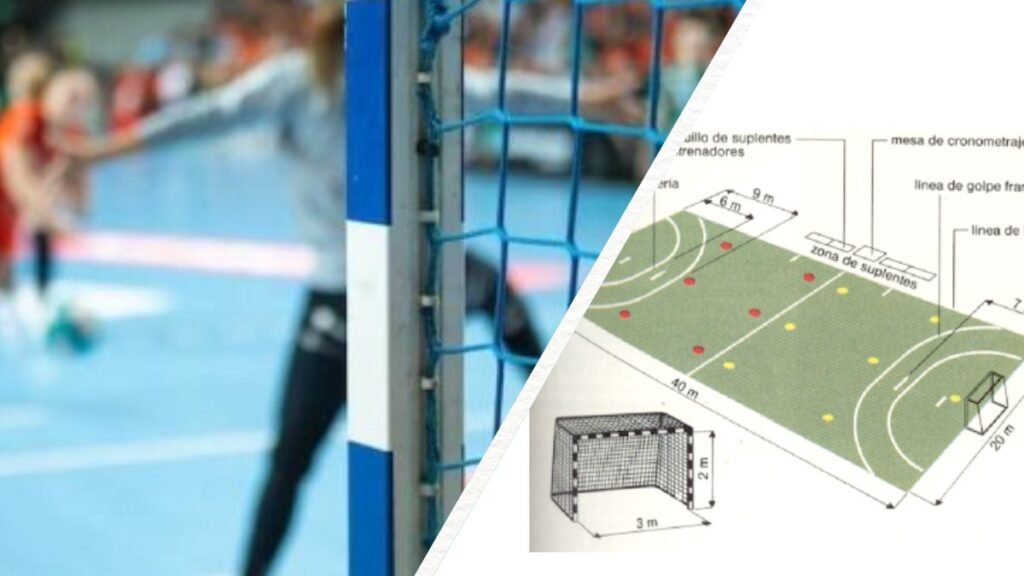 ¿Cuánto mide la pista de balonmano?
