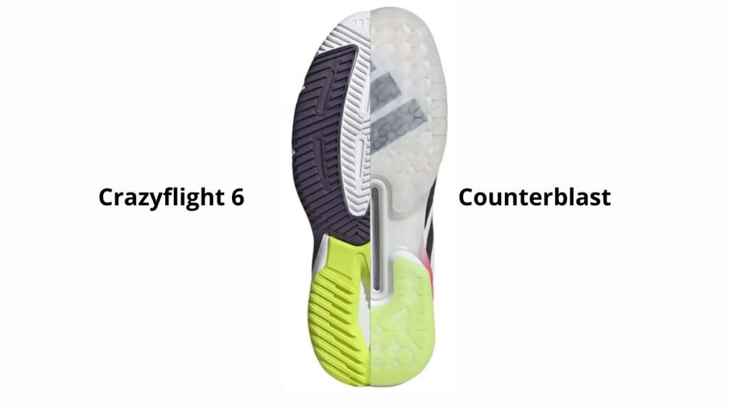 Adidas Adizero Counterblast vs Adidas Crazyflight 6: Comparativa Suela